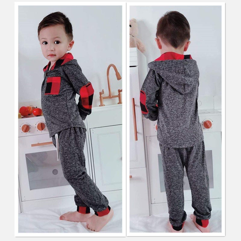 Saeaby Baby Boy Outfit 18 Months Boy Clothes Winter Plaid Hoodie Baby Christmas Outfit Toddler Clothes for Boys 18-24 Months Red - Image 4